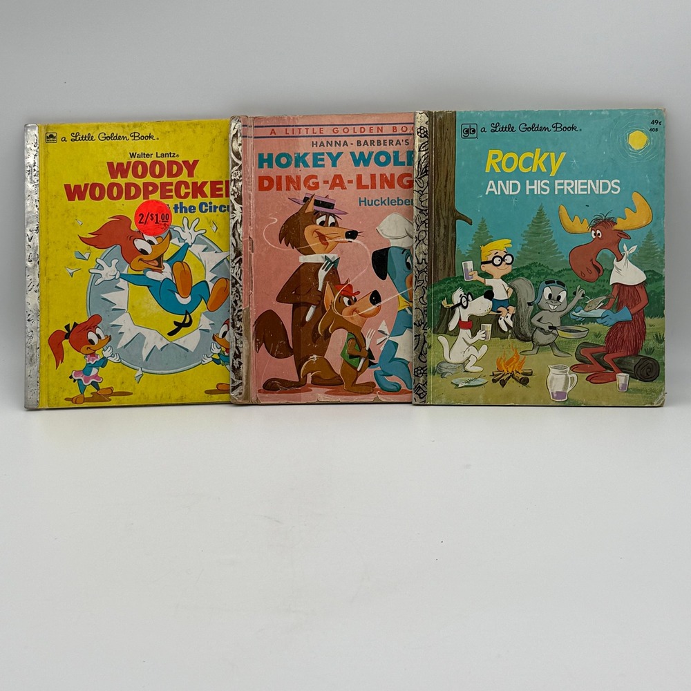 Vintage Little Golden Books Lot Woody Woodpecker Rocky Hokey Wolf Hanna-Barbera